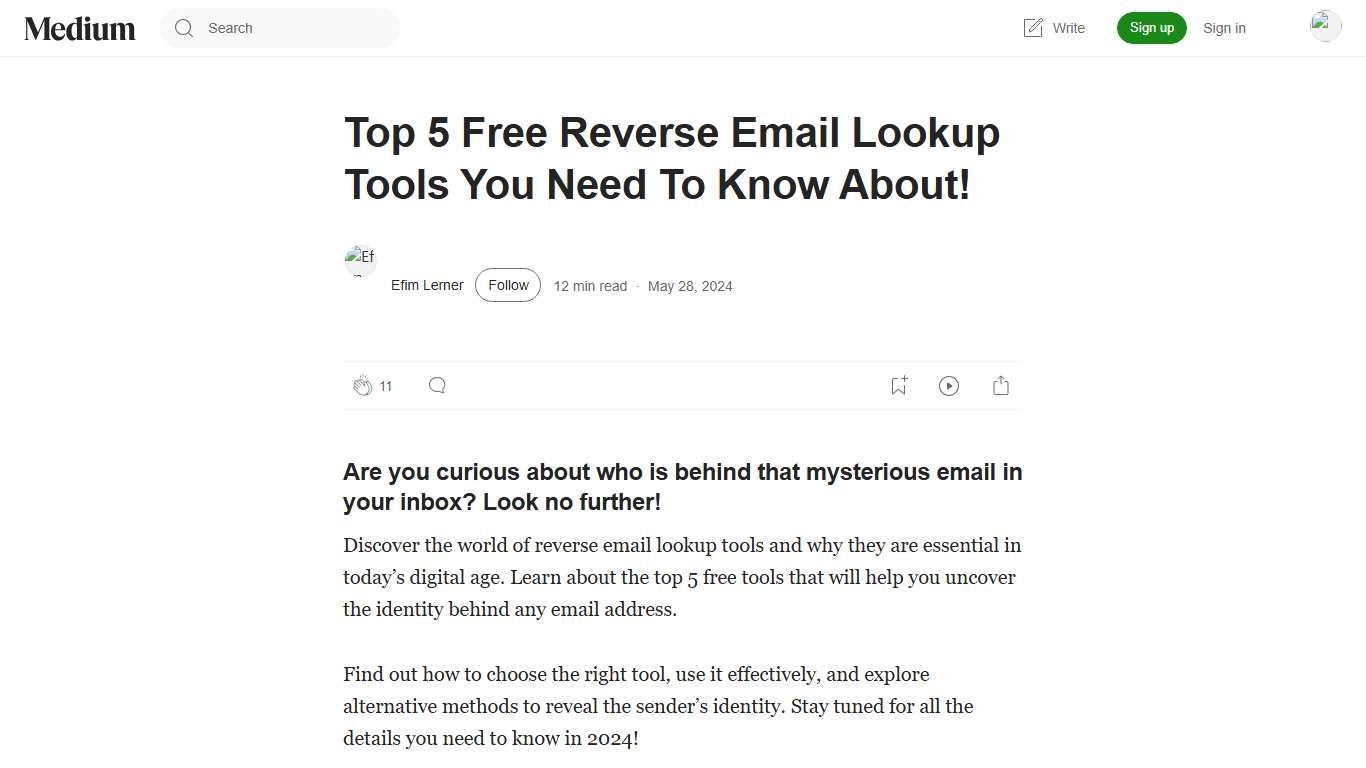 Top 5 Free Reverse Email Lookup Tools You Need To Know About! | by Efim Lerner | Medium